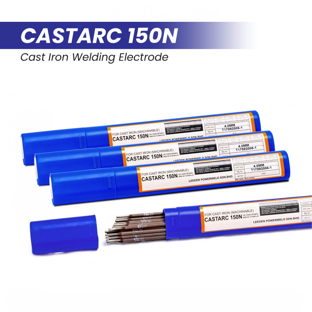 SÜA® ENiCl 99% Nickel/Cast Iron Welding Electrodes - 1/8 X 12" (1 LB Tube) For Strong Machinable Welds