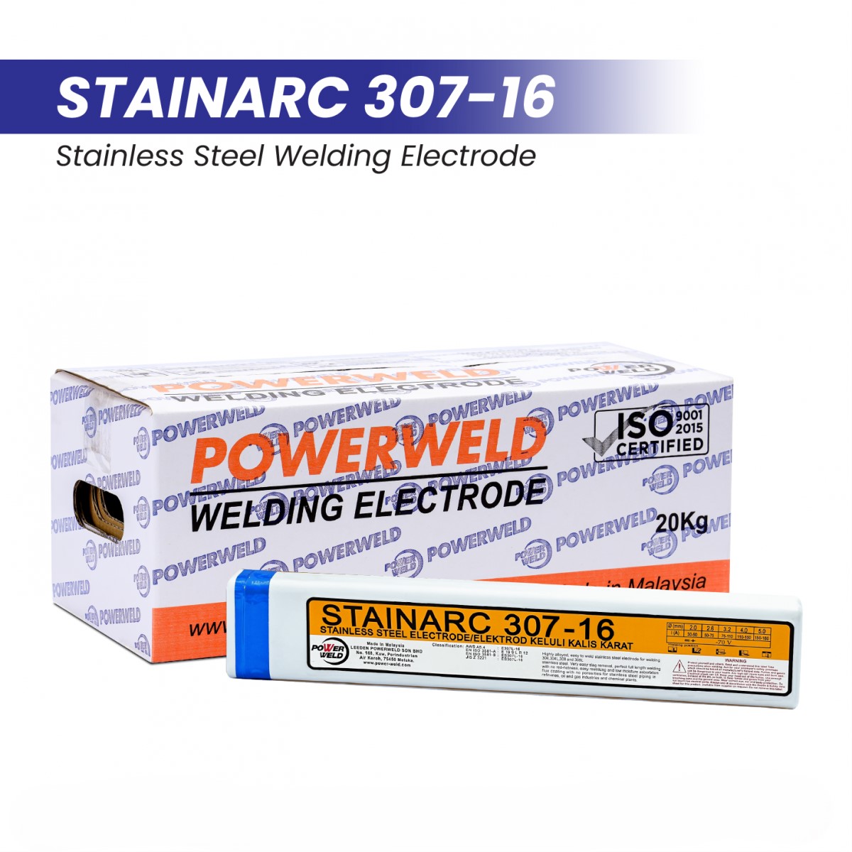 POWERWELD STAINLESS STEEL WELDING ELECTRODE STAINARC E307-16