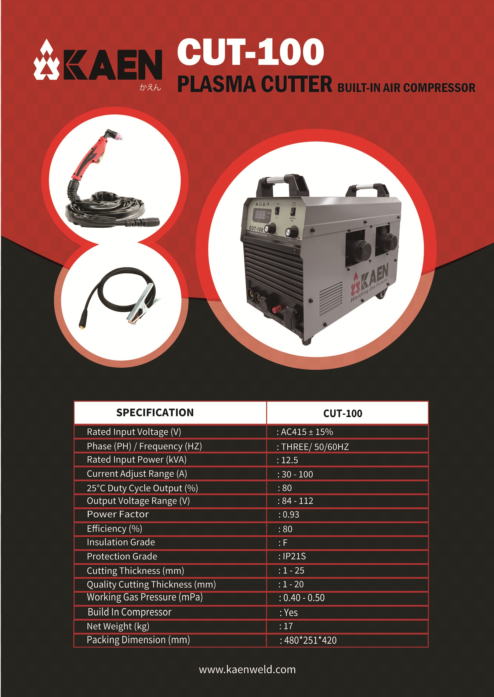 KAEN CUT-100 Plasma Cutter Built-In Compressor - Image 2