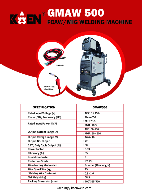 KAEN GMAW500 MIG/ FCAW Welding Machine - Image 2